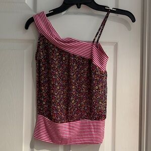 Floral Pink Striped Women's Top
